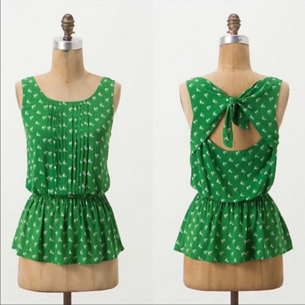 Anthropologie Vanessa Virginia Green Peplum Top